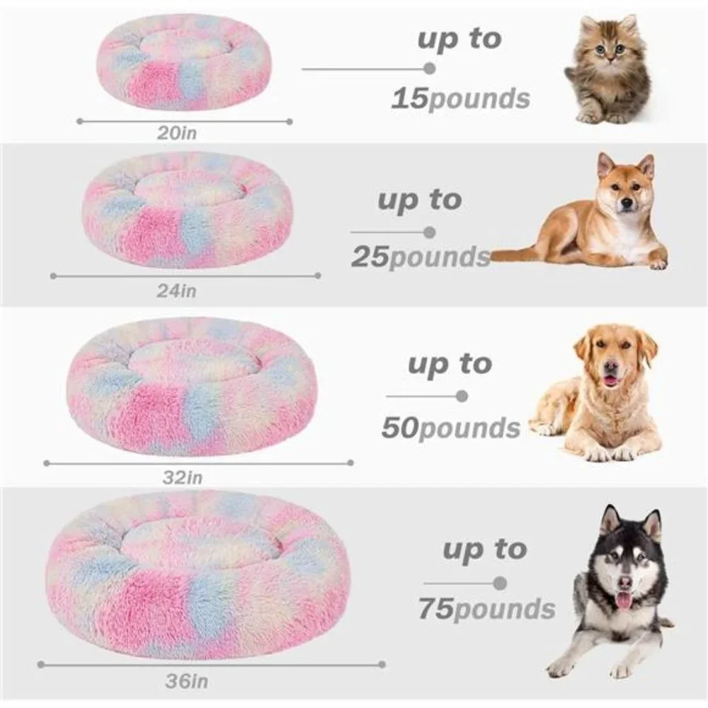 Calming Dog Bed for Small Dogs & Cat Bed, Anti-Anxiety Plush Donut Cuddler 20